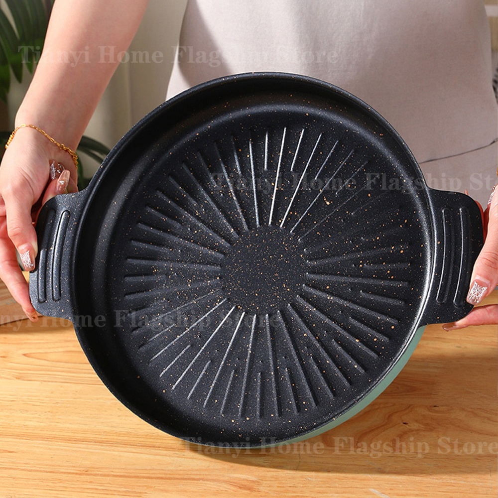 Korean Bbq Grill - Grill Pan Round Non-Stick Barbecue Plate